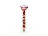 Rose gold Fancy Pink Princess  Solitaire Engagement Ring with Scrollwork Band and Four-Prong Setting_2