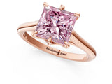 Rose gold Fancy Pink Princess  Solitaire Engagement Ring with Six-Prong Setting and Classic Band 1