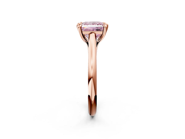 Rose gold Fancy Pink Princess  Solitaire Engagement Ring with Six-Prong Setting and Classic Band