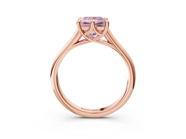 Rose gold Fancy Pink Princess  Solitaire Engagement Ring with Six-Prong Setting and Classic Band