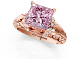 Rose gold Fancy Pink Princess  Solitaire Filigree Engagement Ring with Halo and Prong Setting_1