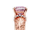 Rose gold Fancy Pink Princess  Solitaire Filigree Engagement Ring with Halo and Prong Setting_5