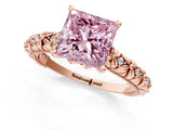Rose gold Fancy Pink Princess  Solitaire Floral Milgrain Engagement Ring_32