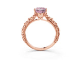 Rose gold Fancy Pink Princess  Solitaire Floral Milgrain Engagement Ring_34