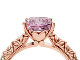 Rose gold Fancy Pink Princess  Solitaire Floral Milgrain Engagement Ring_35