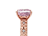 Rose gold Fancy Pink Princess  Solitaire Floral Milgrain Engagement Ring_36