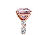 Rose gold Fancy Pink Princess  Solitaire Marquise Side Stone Prong Setting Ring_5