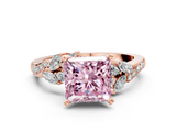 Rose gold Fancy Pink Princess  Solitaire Marquise Twist Band with Six-Prong Setting