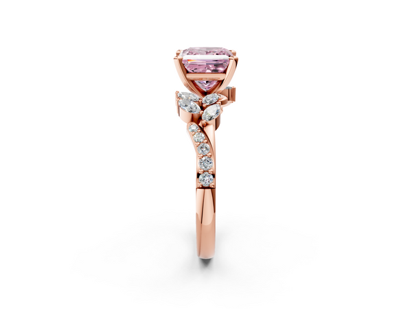 Rose gold Fancy Pink Princess  Solitaire Marquise Twist Band with Six-Prong Setting