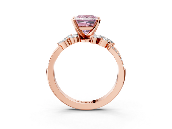 Rose gold Fancy Pink Princess  Solitaire Marquise Twist Band with Six-Prong Setting
