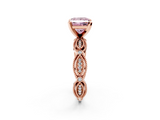 Rose gold Fancy Pink Princess  Solitaire Milgrain Diamond Engagement Ring with Bezel and Marquise Band_2