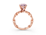 Rose gold Fancy Pink Princess  Solitaire Milgrain Diamond Engagement Ring with Bezel and Marquise Band_3