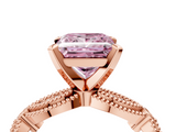 Rose gold Fancy Pink Princess  Solitaire Milgrain Diamond Engagement Ring with Bezel and Marquise Band_4