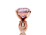 Rose gold Fancy Pink Princess  Solitaire Milgrain Diamond Engagement Ring with Bezel and Marquise Band_5
