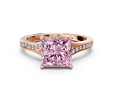 Rose gold Fancy Pink Princess  Solitaire Pavé Band with Four-Prong Setting_17