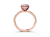 Rose gold Fancy Pink Princess  Solitaire Pavé Band with Four-Prong Setting_3