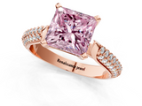 Rose gold Fancy Pink Princess  Solitaire Pavé Diamond Engagement Ring with Four-Prong Setting_1
