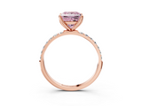 Rose gold Fancy Pink Princess  Solitaire Pavé Diamond Engagement Ring with Four-Prong Setting_37