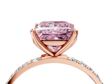 Rose gold Fancy Pink Princess  Solitaire Pavé Diamond Engagement Ring with Four-Prong Setting_38
