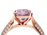 Rose gold Fancy Pink Princess  Solitaire Pavé Diamond Engagement Ring with Four-Prong Setting_4