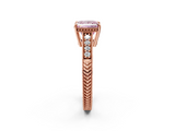 Rose gold Fancy Pink Princess  Solitaire Pavé Diamond Milgrain Engagement Ring with Four-Prong Setting_2