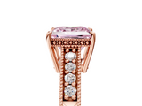 Rose gold Fancy Pink Princess  Solitaire Pavé Diamond Milgrain Engagement Ring with Four-Prong Setting_5