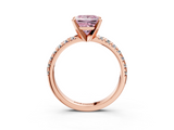 Rose gold Fancy Pink Princess  Solitaire Pave Diamond Engagement Ring with Four-Prong Setting_3