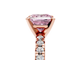 Rose gold Fancy Pink Princess  Solitaire Pave Diamond Engagement Ring with Four-Prong Setting_5