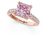Rose gold Fancy Pink Princess  Solitaire Pave Diamond Engagement Ring with Prong Setting_1
