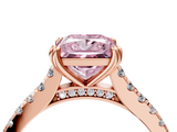 Rose gold Fancy Pink Princess  Solitaire Pave Diamond Engagement Ring with Prong Setting_4