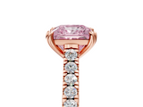 Rose gold Fancy Pink Princess  Solitaire Pave Diamond Engagement Ring with Prong Setting_5