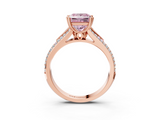Rose gold Fancy Pink Princess  Solitaire Pave Split Shank Engagement Ring with Six-Prong Setting_3
