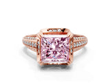 Rose gold Fancy Pink Princess  Solitaire Pave Split Shank Ring with Four-Prong Setting_81