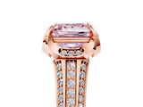 Rose gold Fancy Pink Princess  Solitaire Pave Split Shank Ring with Four-Prong Setting_86