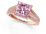 Rose gold Fancy Pink Princess  Solitaire Split Shank Pavé Diamond Engagement Ring_1