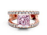 Rose gold Fancy Pink Princess  Solitaire Split Shank Pave Diamond Ring_24