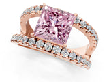Rose gold Fancy Pink Princess  Solitaire Split Shank Pave Diamond Ring_25