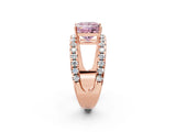 Rose gold Fancy Pink Princess  Solitaire Split Shank Pave Diamond Ring_26
