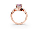 Rose gold Fancy Pink Princess  Solitaire Twist Band Pavé Diamond Engagement Ring_59