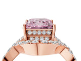 Rose gold Fancy Pink Princess  Solitaire Twist Band Pavé Diamond Engagement Ring_60