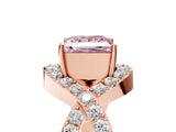 Rose gold Fancy Pink Princess  Solitaire Twist Band Pavé Diamond Engagement Ring_61