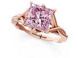 Rose gold Fancy Pink Princess  Solitaire Twist Band Six-Prong Setting 1