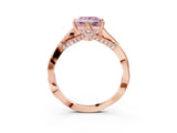 Rose gold Fancy Pink Princess  Solitaire Twist Band Six-Prong Setting 3