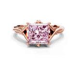Rose gold Fancy Pink Princess  Solitaire Twist Band Six-Prong Setting
