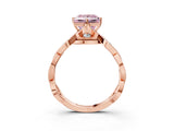 Rose gold Fancy Pink Princess  Solitaire Twist Band with Leaf Prong Setting 4