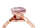 Rose gold Fancy Pink Princess  Solitaire Twist Band with Leaf Prong Setting 5