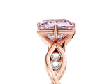 Rose gold Fancy Pink Princess  Solitaire Twist Band with Leaf Prong Setting