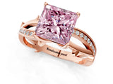 Rose gold Fancy Pink Princess  Solitaire Twist Band with Pavé Accents and Four-Prong Setting_22