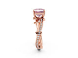 Rose gold Fancy Pink Princess  Solitaire Twist Band with Pavé Accents and Four-Prong Setting_23