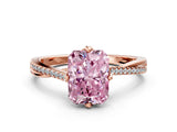 Rose gold Fancy Pink Princess  Solitaire Twist Band with Pavé Diamonds and Four-Prong Setting_51